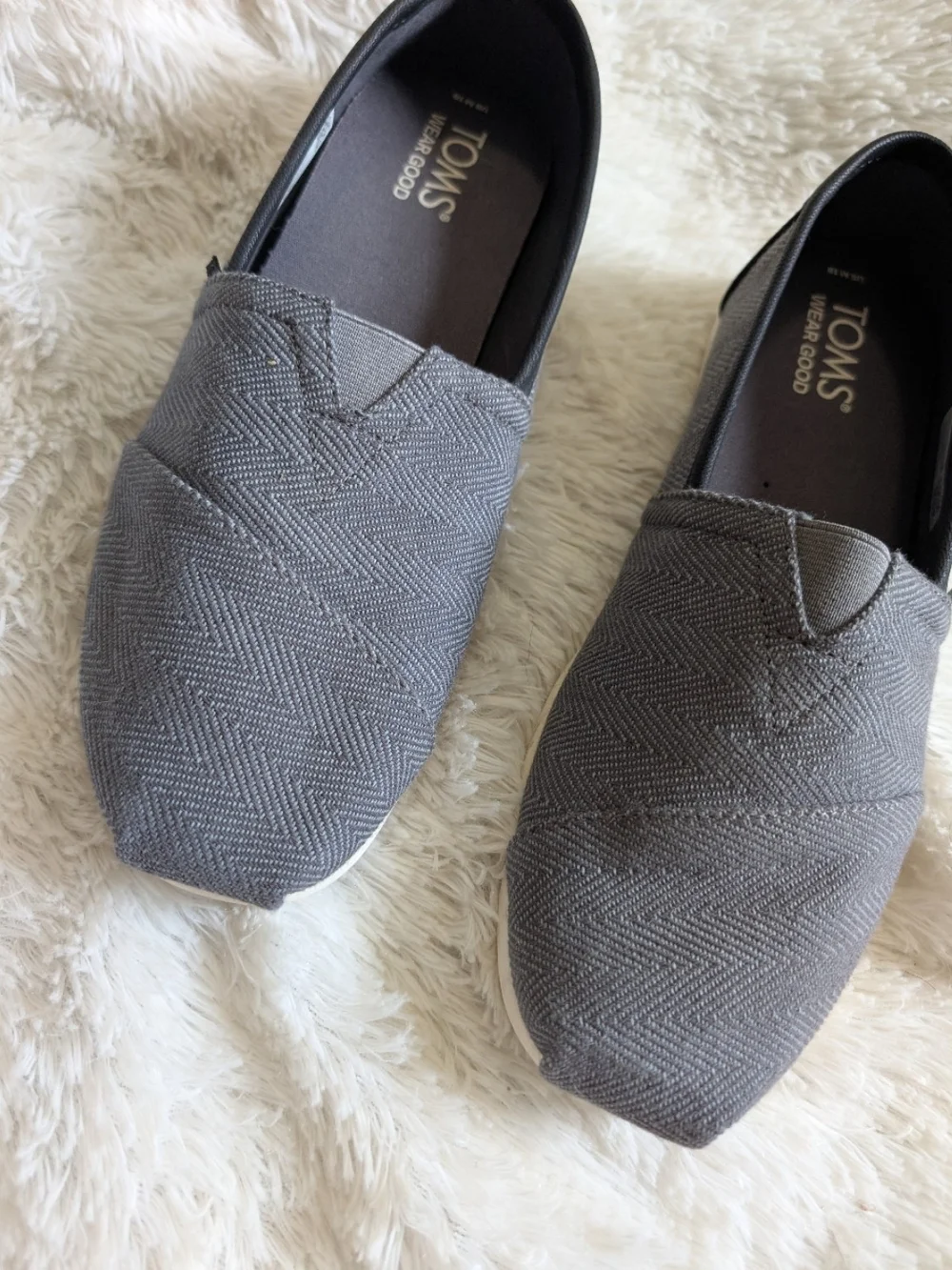 Toms Gray Herringbone Print Slip On Comfort Sneakers Men's Size 10